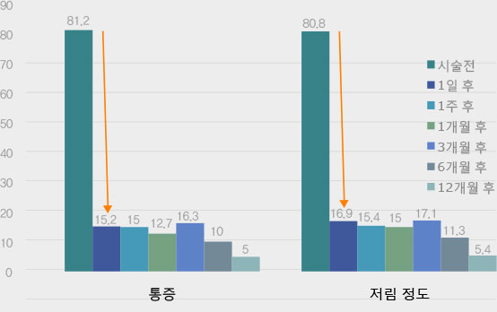 통증, 지림정도